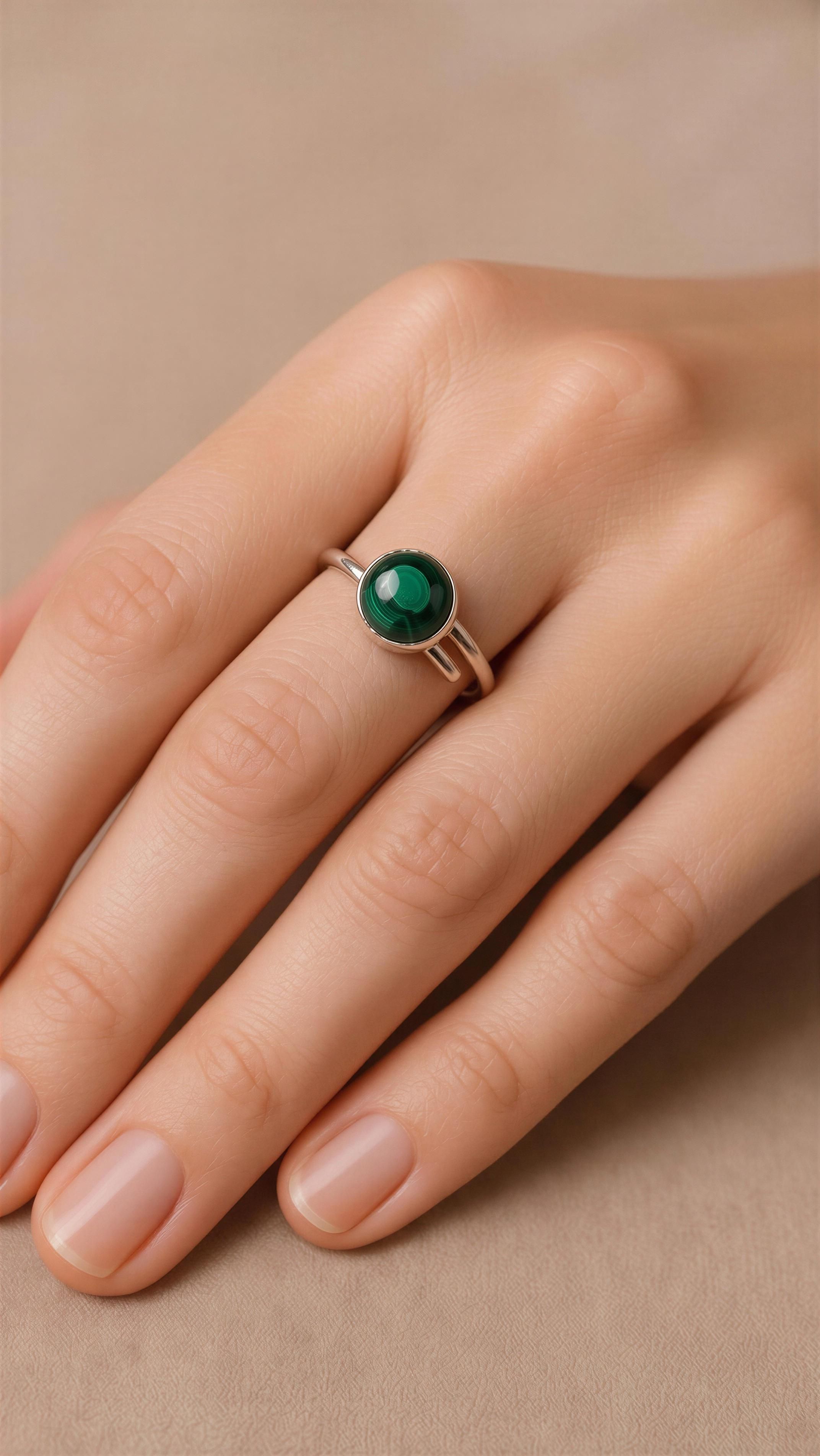 Anillo de Malaquita natural.