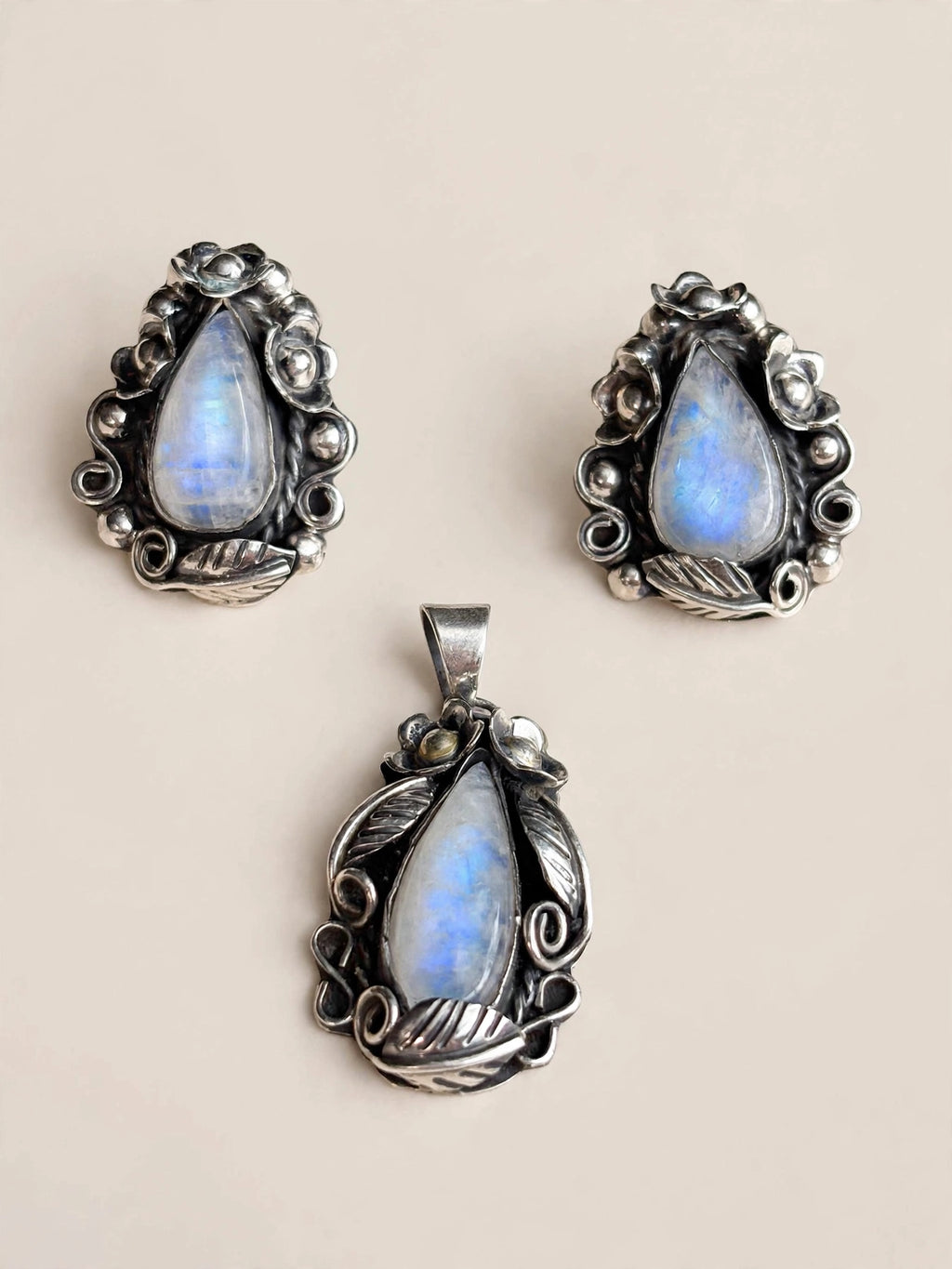 BLUE MOONSTONE Pendant and Earrings